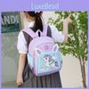Adorable Cartoon Print Kids Backpack In Pink Purple And Green Perfect For School Use