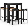 VidaXL Ensemble de bar jardin 5 pcs noir poly rotin/bois massif acacia, ensemble de table de bar, ensemble de pub, ensemble 3187708