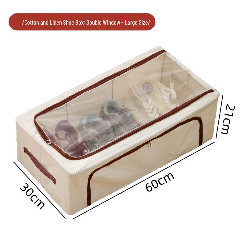 Under-Bed Transparent Shoe Storage Box with Steel Frame, Foldable & No-Install