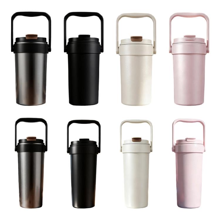 Portable Coffee Mug Water Bottle with Ceramic Inner Large Capacity Insulated Cup Leakproof Tumblers for Hot/Cold Beverages