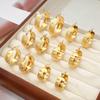 18K Gold Plated Titanium Steel Earrings for Women: High-End Luxury European & American Style Ear Cuffs