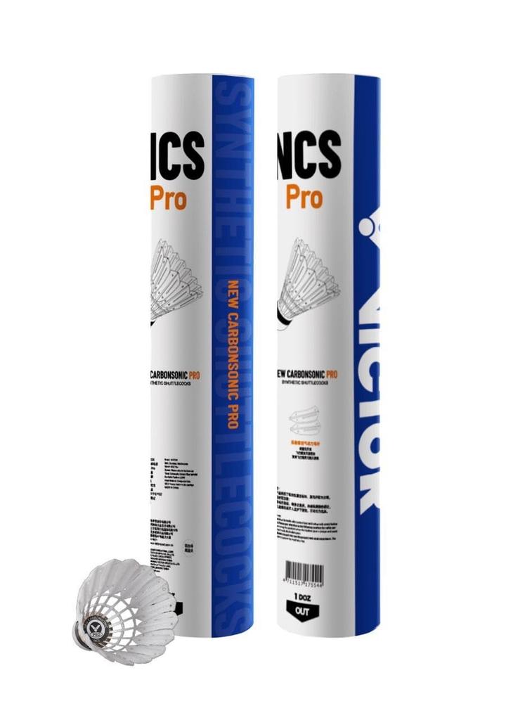 Victor Badminton Artificial Shuttlecocks (Carbon Shuttlecocks) NCSPRO Carbon Shuttlecock Pro Practice Balls, 1 Dozen (12 Balls)