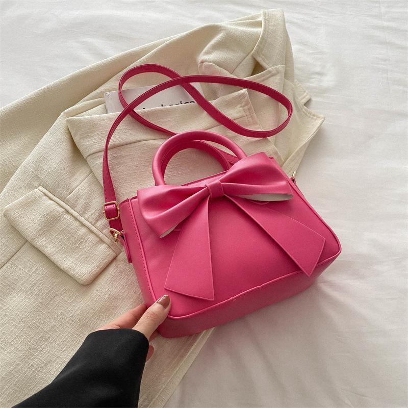 

Весна 2025 новая милая маленькая свежая модная маленькая квадратная сумка сумка через плечо сумка-мессенджер простая модная сумка с бантом женская сумка роза розовый