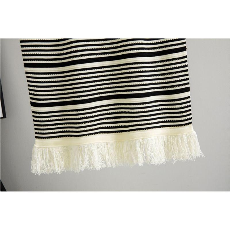 Western Style New Fashion Casual Sleeveless Stripe Knitted Dress Knitted Striped Dress