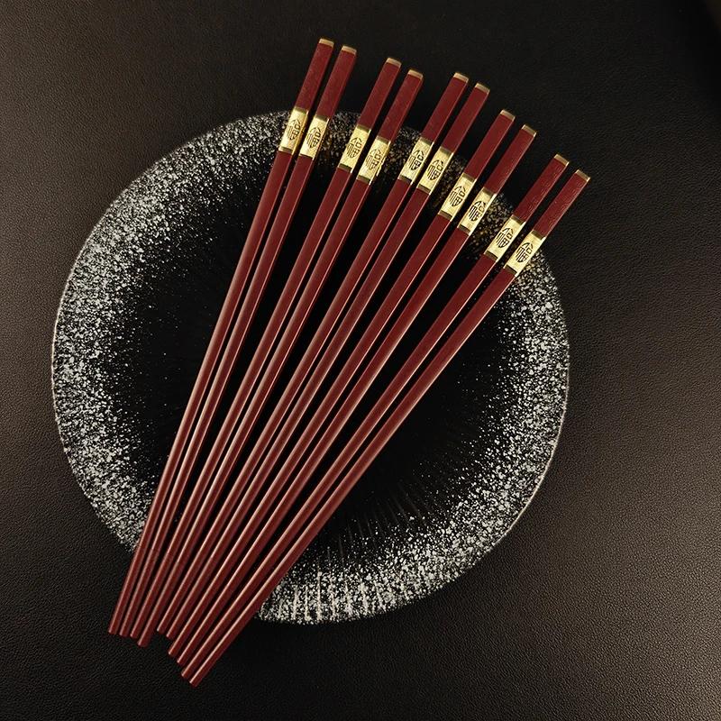 5/10 Pairs 24.9cm Red Reusable Chopsticks Sushi Sticks Non-Slip Chopstick Korean Japanese Food Chinese Chopsticks Set