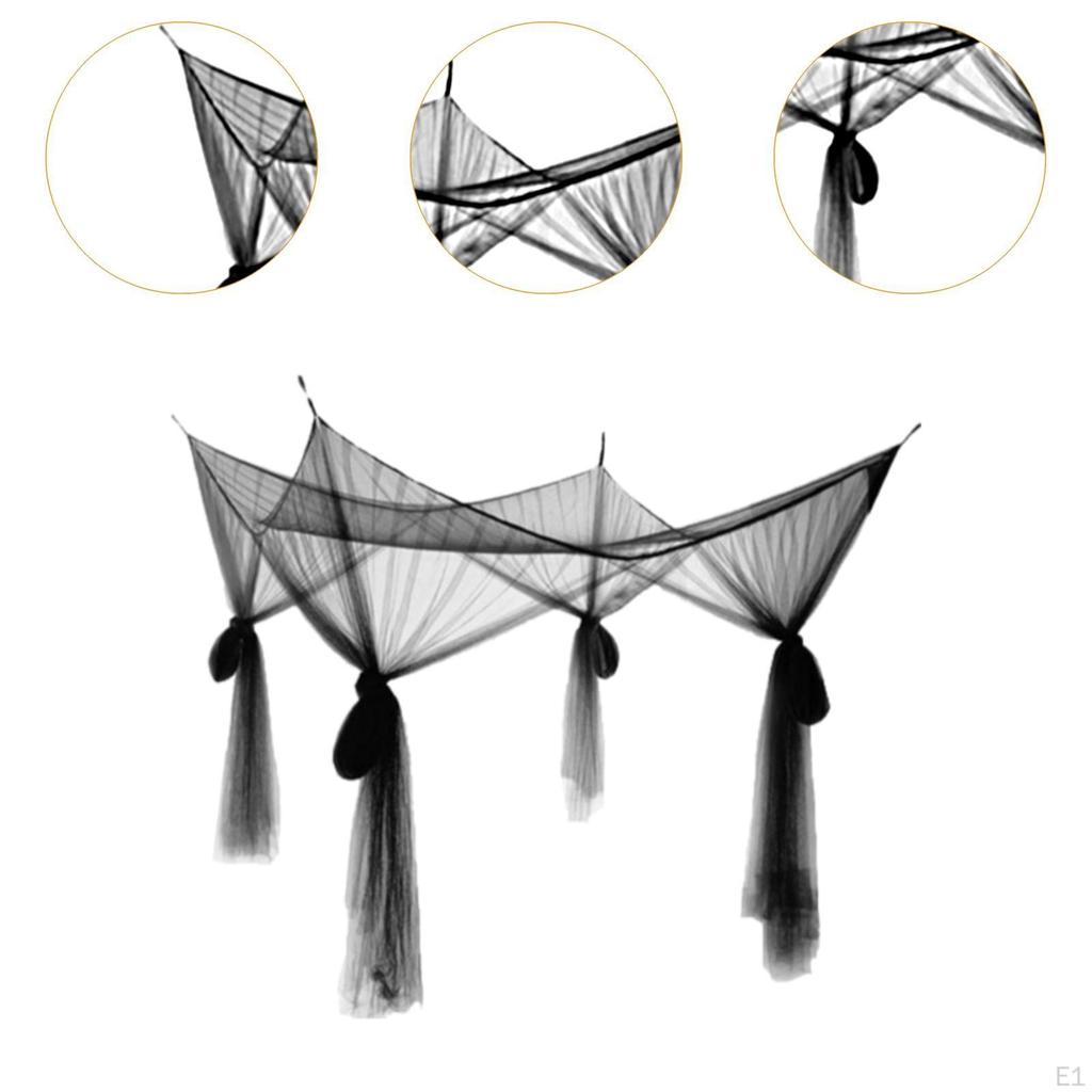 4 Corner Post Bed Canopy Net Drape Tent Cozy Curtains Netting Hanging Valance