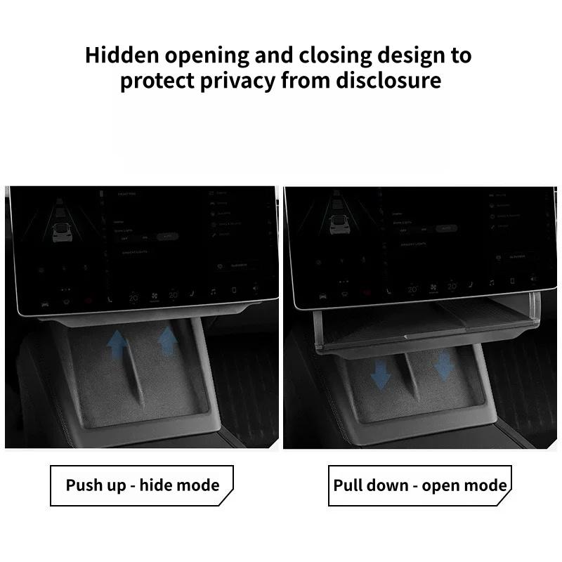 For Tesla Model Y Juniper/Model 3 Highland Under Screen Storage Box Hidden ABS Center Console Organizer Car Interior Accessories