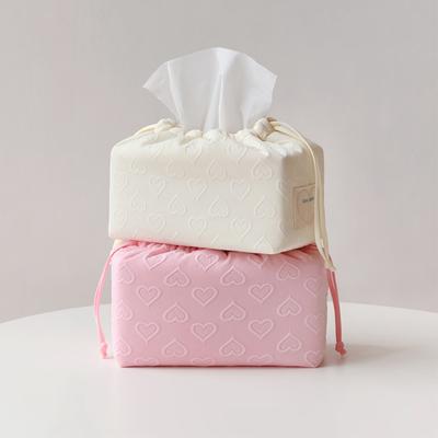 Lindo Coração Padrão Cordão Saco De Lenços De Papel Porta-guardanapos Recipiente Estilo Coreano Portátil Coisas De Recém-nascidos Lenços Umedecidos Organizador