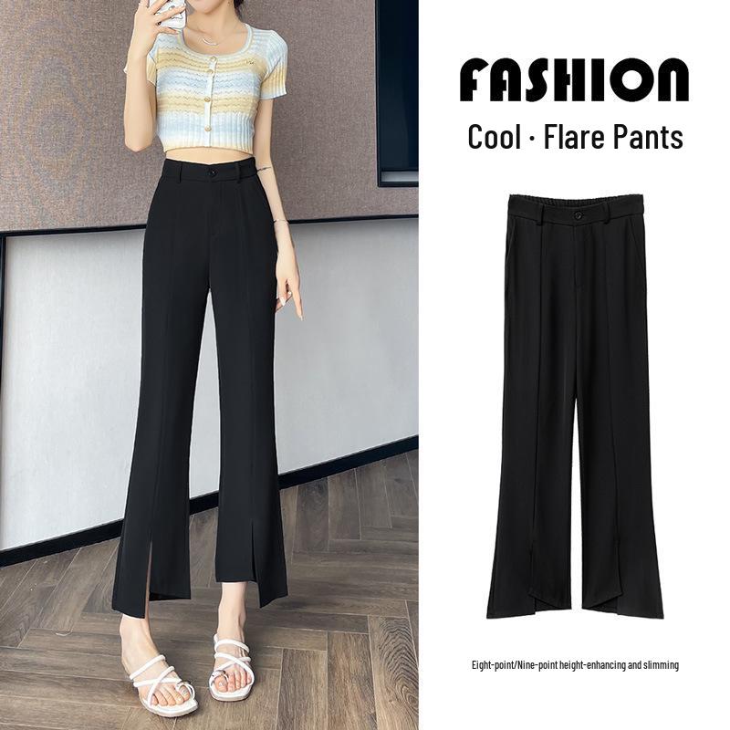 

Women s 2025 Spring/Summer High Waist Slimming Nine-Point Slit Flare Pants S, 90-99 jin