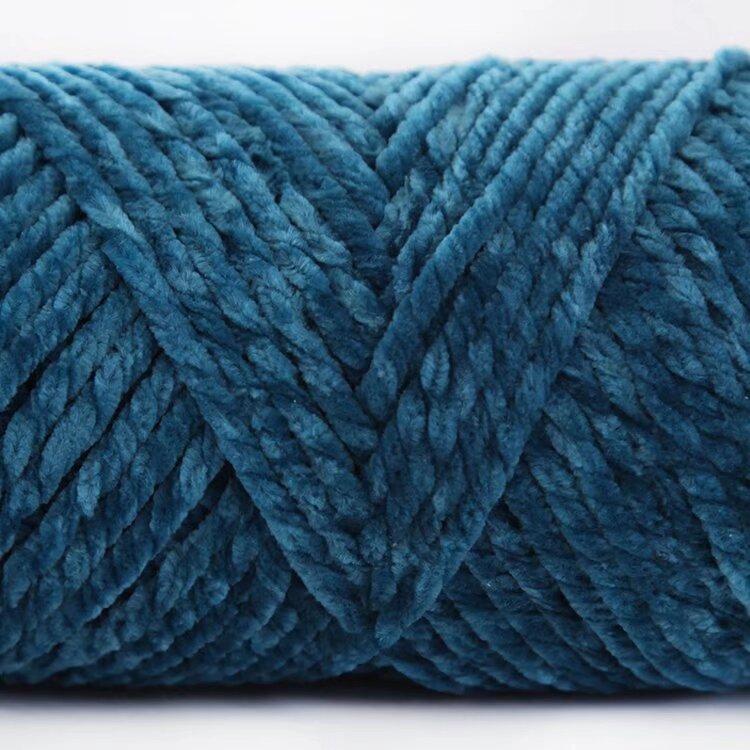 3 Strands Glossy Velvet Hand-Woven Thread Woven Scarf Doll Blanket Chenille Thread Segment Dye 100G Ball