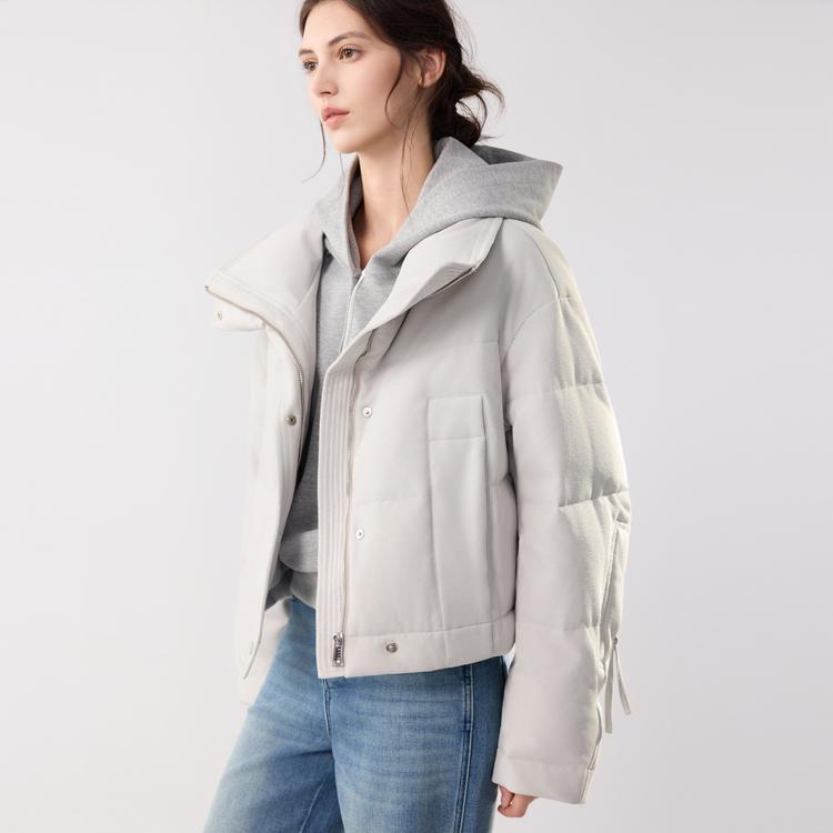 ELLE French Style Workwear White Duck Down Casual Stand Collar Loose Fashion Versatile Long Sleeve Puffer Jacket Women jackets EY52505