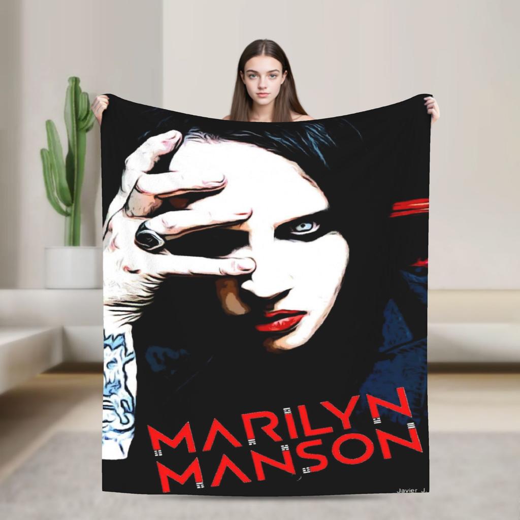 Marilyns Mansons Blanket Flannel Cozy Soft Throw Blankets for Sofa Quilt