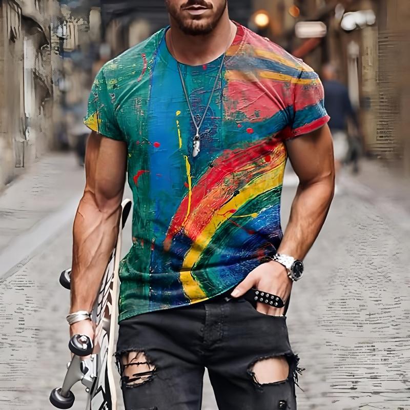 Summer fashion men's printed T-shirt round