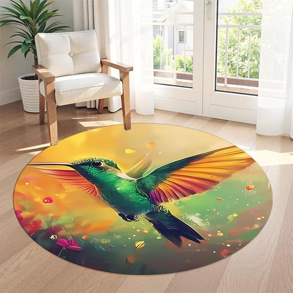Bird Round Area Rug Suitable for Playrooms Decorate Room Dormitory Dining Room Anti-slip Round Rug Decorate Offices