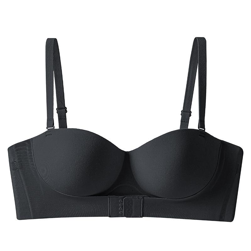 

Bra invisible seamless back strapless non-slip front buckle gathering chest wrapping anti-light bra 38/85AB чорний