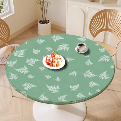 Spring Fitted Tablecloth Round Floral Tablecloth with Elastic Edge Rustic Flower Plant Patterns Table Cover