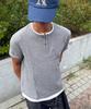 DNSR Layered Henley Neck Waffle T-Shirt Gray/White