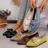 Spot Foreign Trade Thin Pointed Large Size Flat Single Shoes Fly Weaving One Pedal Bow Casual Breathable Women's Shoes
