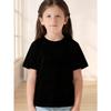 European sizes Children Girls' Summer Cartoon Print Short Sleeve T-Shirt Casual Crew Neck, Comfortable Knit Top with Slight Stretch, Perfect for Girls