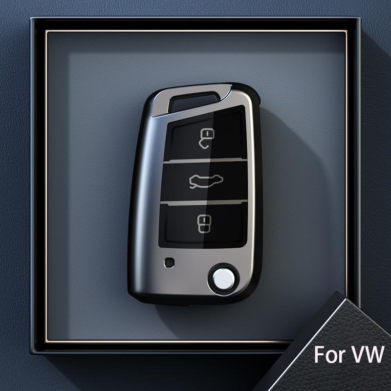 

Титаново-серый чехол для ключа автомобиля Volkswagen VW Polo Golf 7 Passat Tiguan MK2 Beetle Ateca Caddy T5 Flip, складной чехол для ключа автомобиля, аксессуары