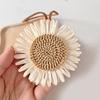 Boho Weave Sunflower Name Sticker Pendant Handmade Flower Name Tag Charm Bag Decoration Anti-Lost Mark Name Keyring Charms
