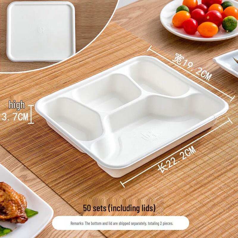 MOLUONA Disposable 4-Compartment Plastic Food Containers