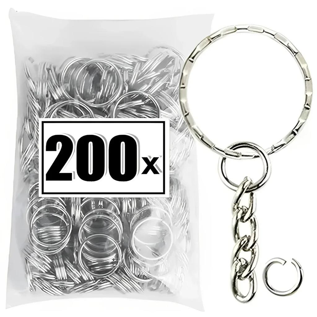 50/500pcs Metal Blank Keyring Keychain Split Rings Keyfob Keyrings Lobster Clasp Keychain Key Pendant Ring Stainless Steel Rings