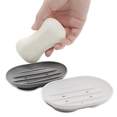 Bathroom Soap Dishes Dish Holder Stand Saver Tray Case for Shower-Silicone Rubber Drainer for Bar Soap Sponge Scrubber Kitchen