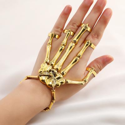 Exaggerated Metal Skeleton Skull Bracelet Ghost Claw Finger Bracelet Halloween Ornament