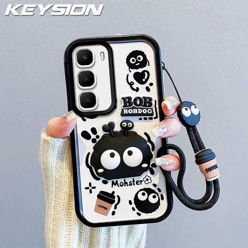 KEYSION Shockproof Case for Infinix Hot 60i 60 5G with Lanyard Soft Silicone Cute 3D Cartoon Doll Phone Back Cover for Infinix Hot 60 Pro+