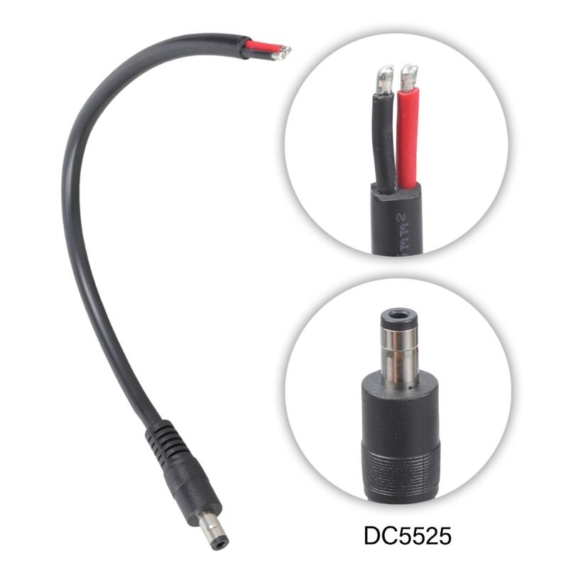 5.5x2.5mm Single Male with Pigtail Bare Wire Open End Power Cord Bare Connector for CCTV Camera DVR LED Strips
