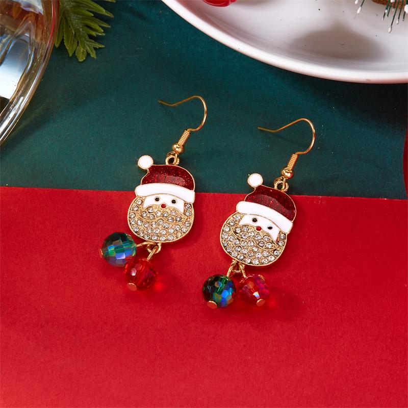 Fashion Christmas Snowman Snowflake Earrings for Women Shiny Crystal Zircon Santa Claus Dangle Earring Party Jewelry Gifts
