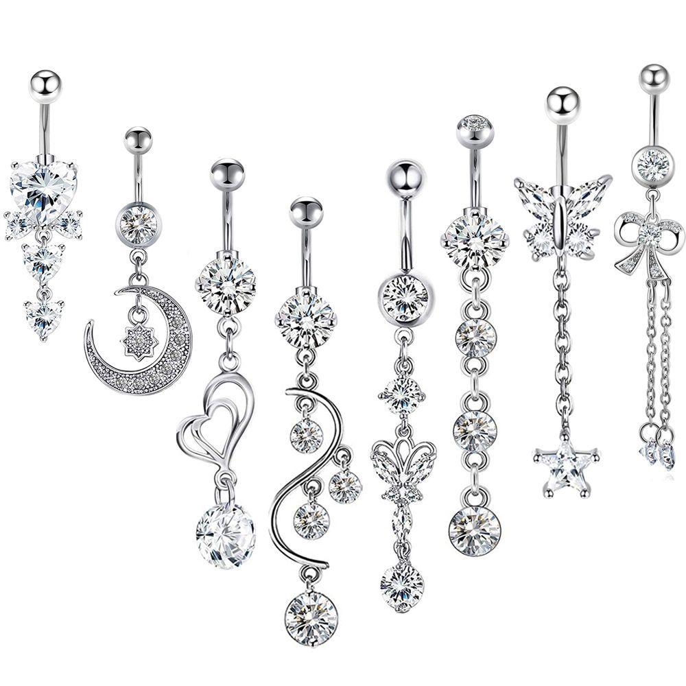 Stainless steel zirconium belly button ring set of body piercing accessories