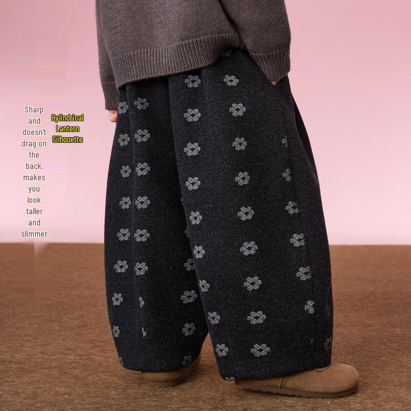 ASK JUNIOR Girls' Winter Fleece-Lined Woolen Straight-Leg Pants