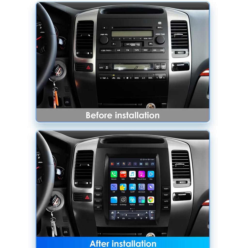 OSSURET Android-Autoradio für Toyota Land Cruiser Prado 120 2002–2009 Lexus GX470 Multimedia-Vertikalbildschirm Carplay Intelligenter Android Auto-Player