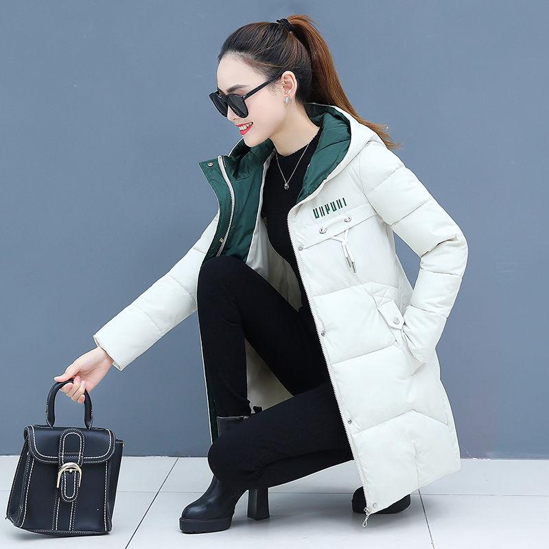 Winter Women Parkas Casual Hooded Jackets Autumn Warm Letter Print Long Female Coat Zipper Outerwear