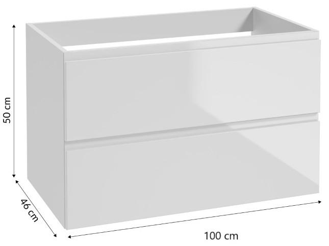 Wall-hung Bathroom Cabinet 100x50cm Set with Countertop and Round Washbasin White Modus