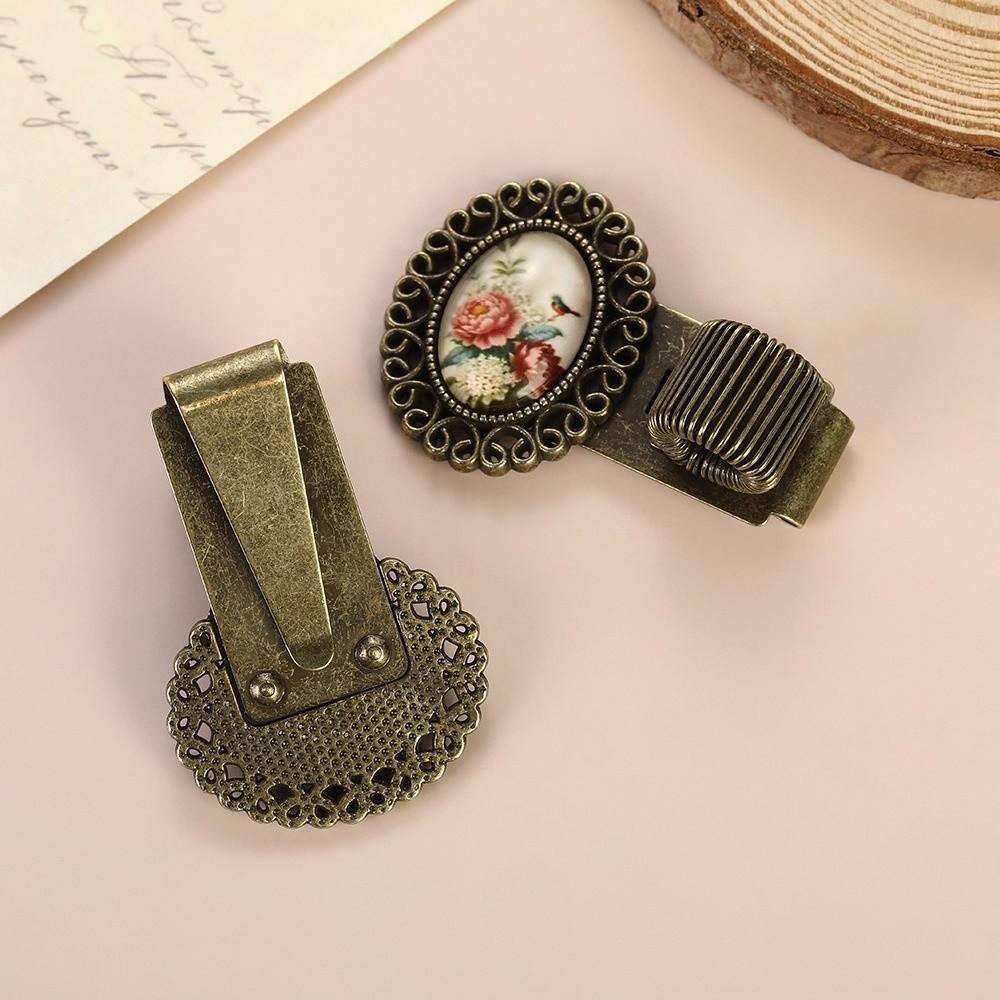Multi-functional Pen Loop Holder Metal Vintage Floral Pen Clip Pencil Holder  Student Stationery