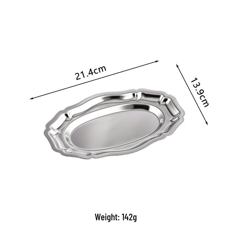 304 Stainless Steel Retro Lace Oval Fruit & Dessert Bowl for Restaurants & Hotels