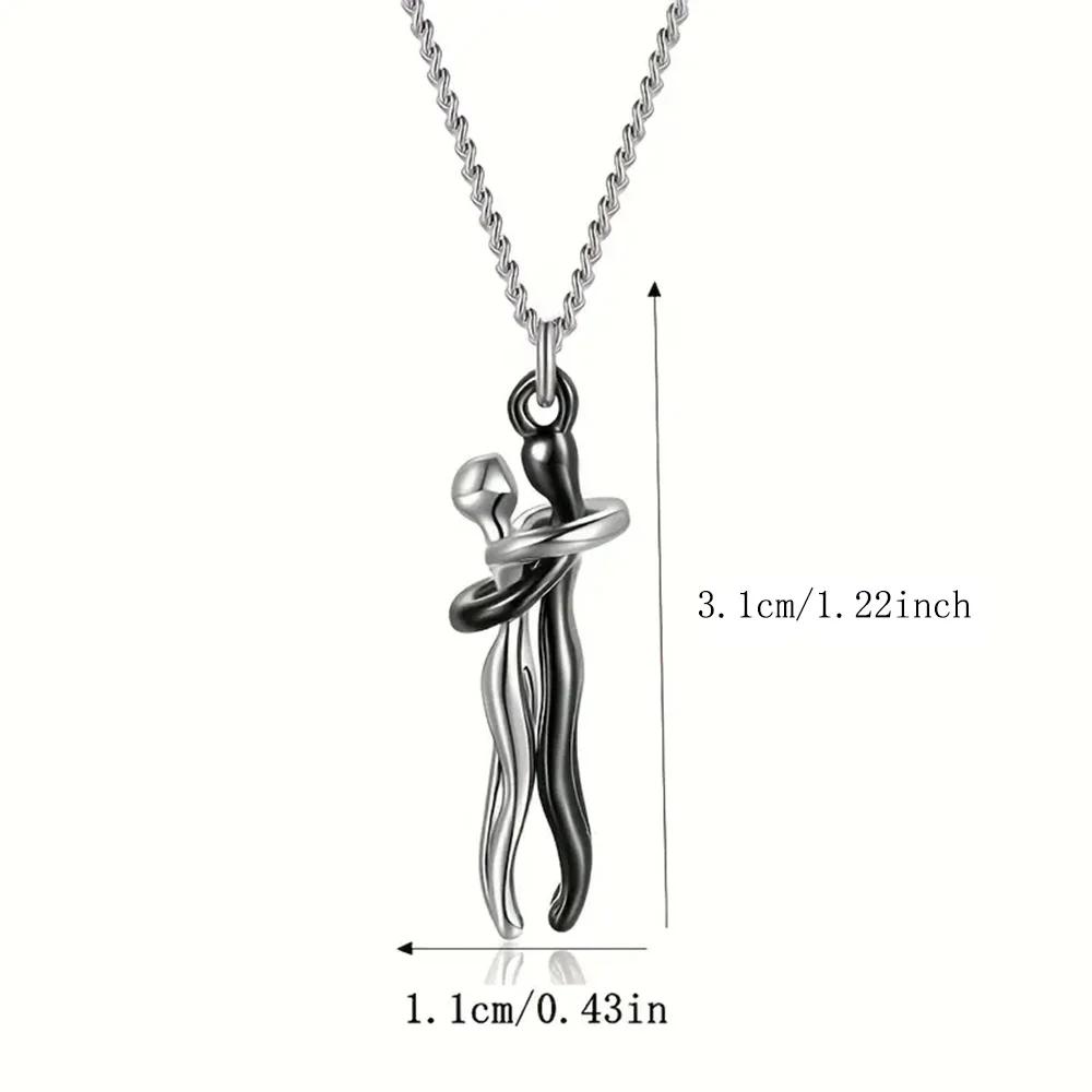 High Quality Romantic Hugging Couple Pendant Necklace 14K Gold Plated for Men and Women Trendy Link Chain Fashionable Jewelry