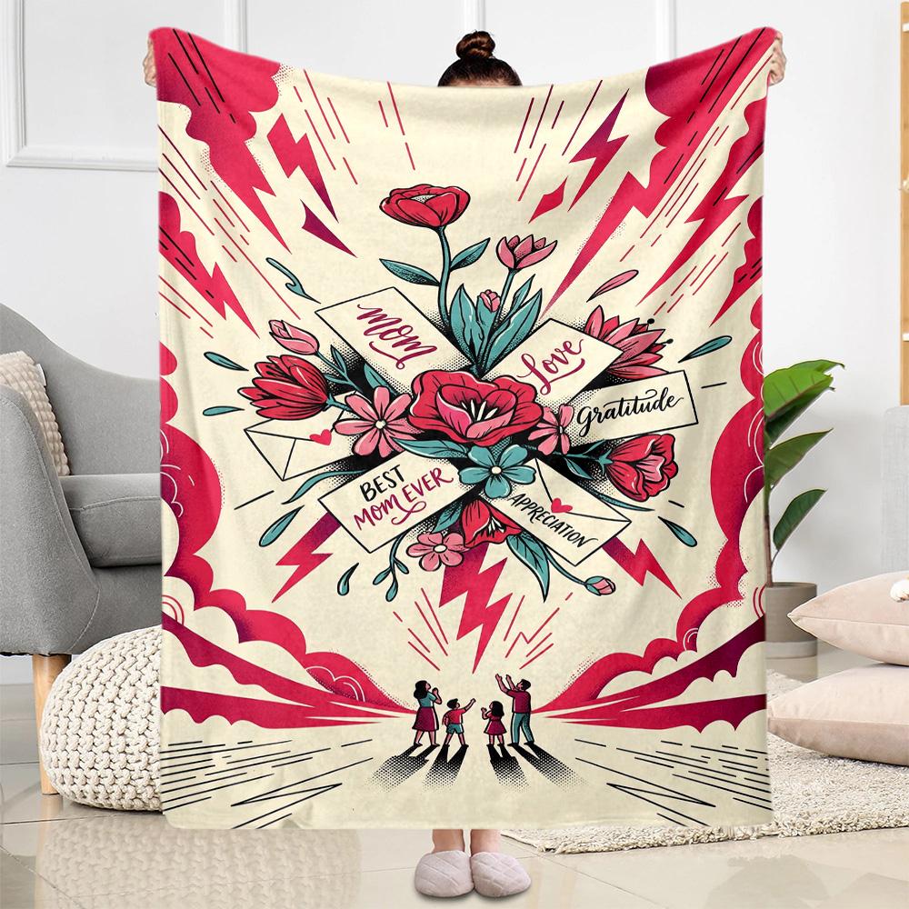 Mom's Heart And Love Blanket Suitable for Sofas,travel, Living Rooms Also a Good Gift for Friends and Family Suitable for All Seasons.