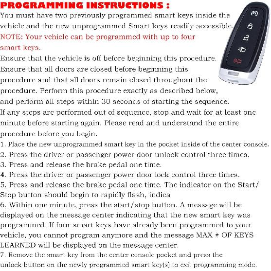 Key Fob Replacement Fits for Ford Explorer Edge 2011 2012-2014 2015 Expedition Flex Taurus 2013-2016 2017 2018  Lincoln MKS MKT MKX Navigator Smart