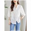 Embroidered White 3/4 Sleeve Hollow Summer Top - Slim Fashion Design, Loose Fit