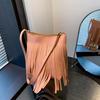 Vintage Style Bucket Bag For Women With Trendy Fringes And Casual Design In Black Gray Brown Pink And White