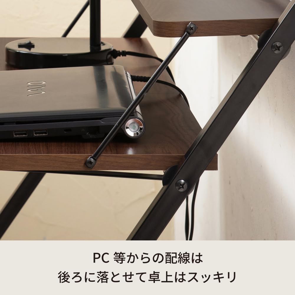 Nagai Kogyo Folding 80cm Wide x 40cm Low with Fully Brown Wood Grain PC Desk Desk, Deep, Type, Shelf, Assembled, Finish, NK-566