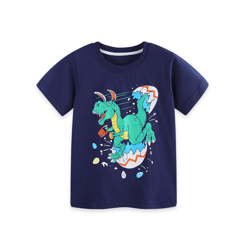 

Children s clothing style fashion boys short-sleeved T-shirts dinosaur cartoon print children s round neck pullover 100