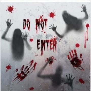 Halloween Winkelcentrum Raam Spook Horror Stickers Halloween Feest Decoratie Bloed Handafdruk Elektrostatische Stickers Grappig (as the picture,180*100*40CM)
