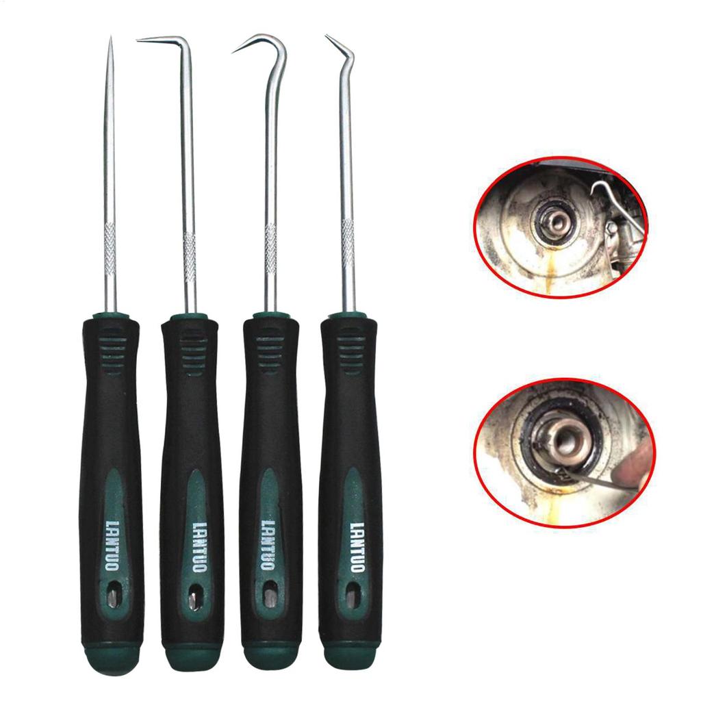 4Pcs Pick Hook Set with Non-Slip Handle Oil Seal Screwdriver To Remove Small Fuses Wire Plugs O Rings Portable Removal Tool