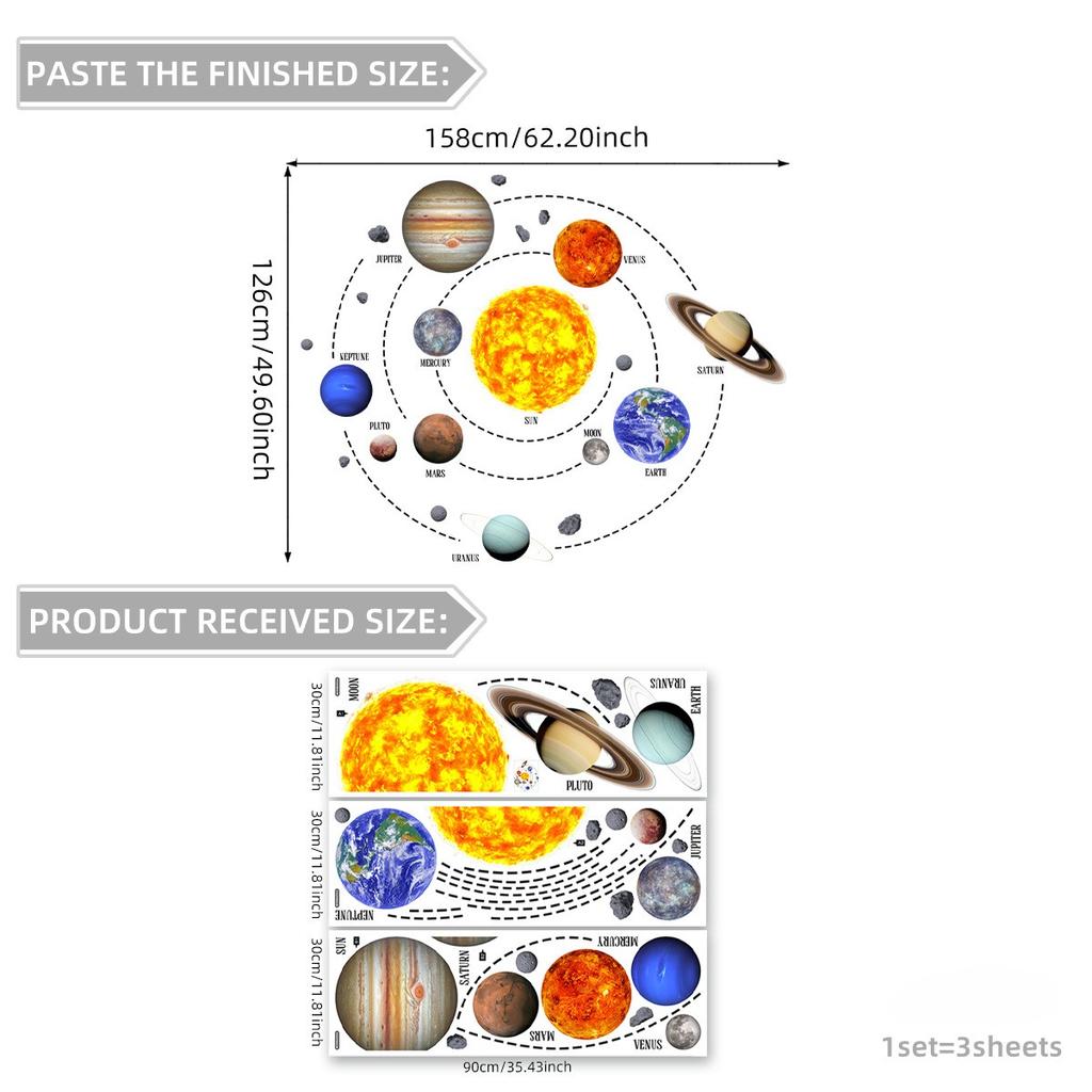 Solar System Decals Planet Wall Decals PVC Material