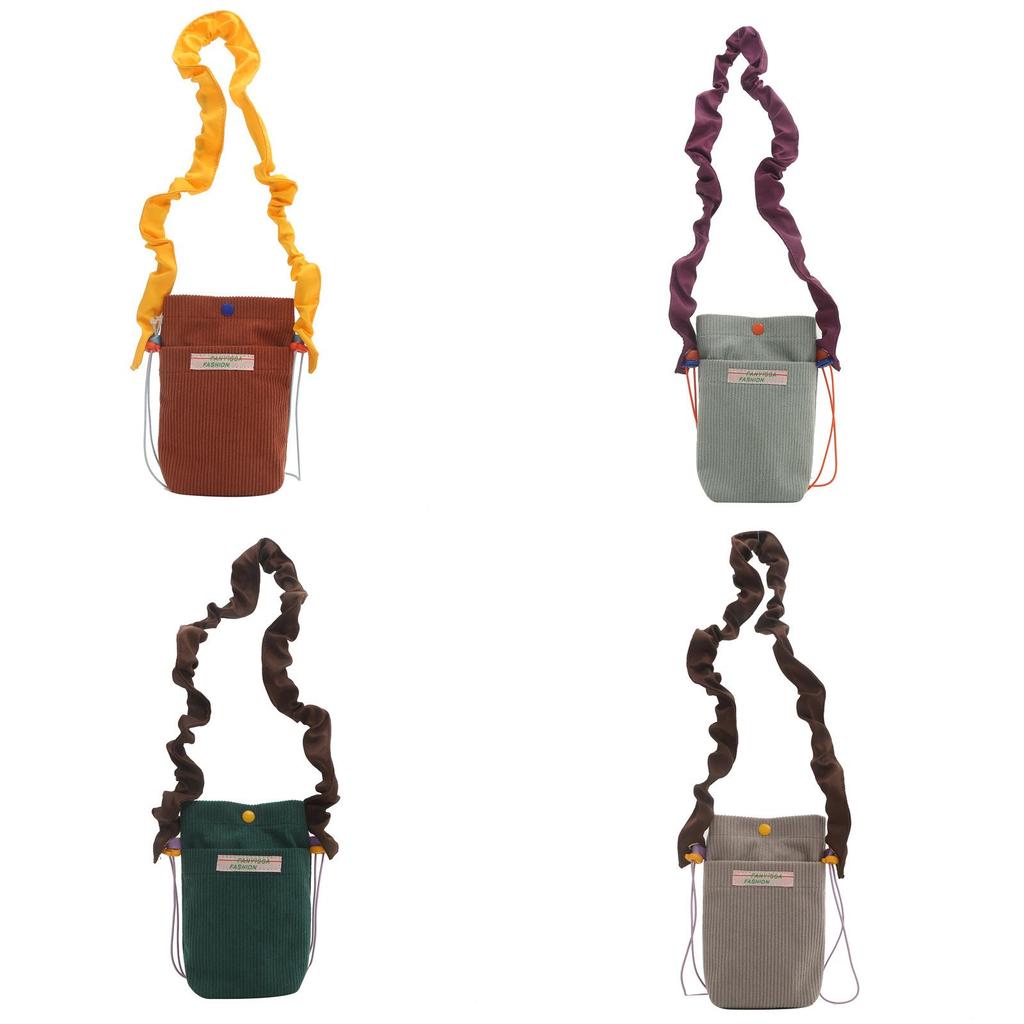 Korean Style Corduroy Crossbody Bag With Inner Phone Pocket For Streetwear Fashion